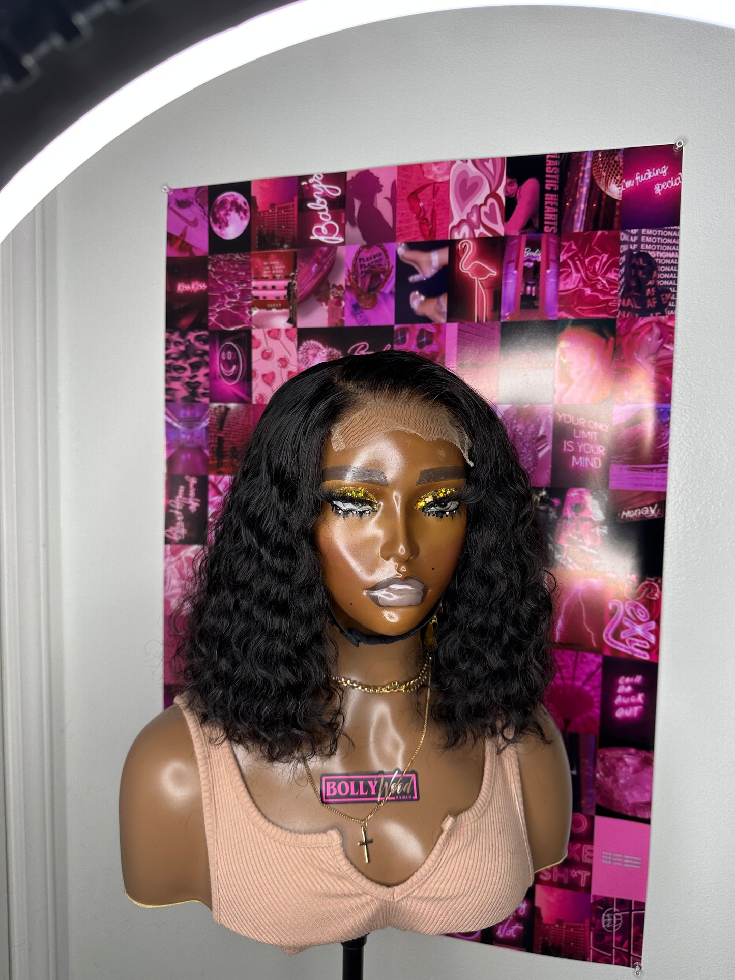 4x4 HD lace, side part curly bob