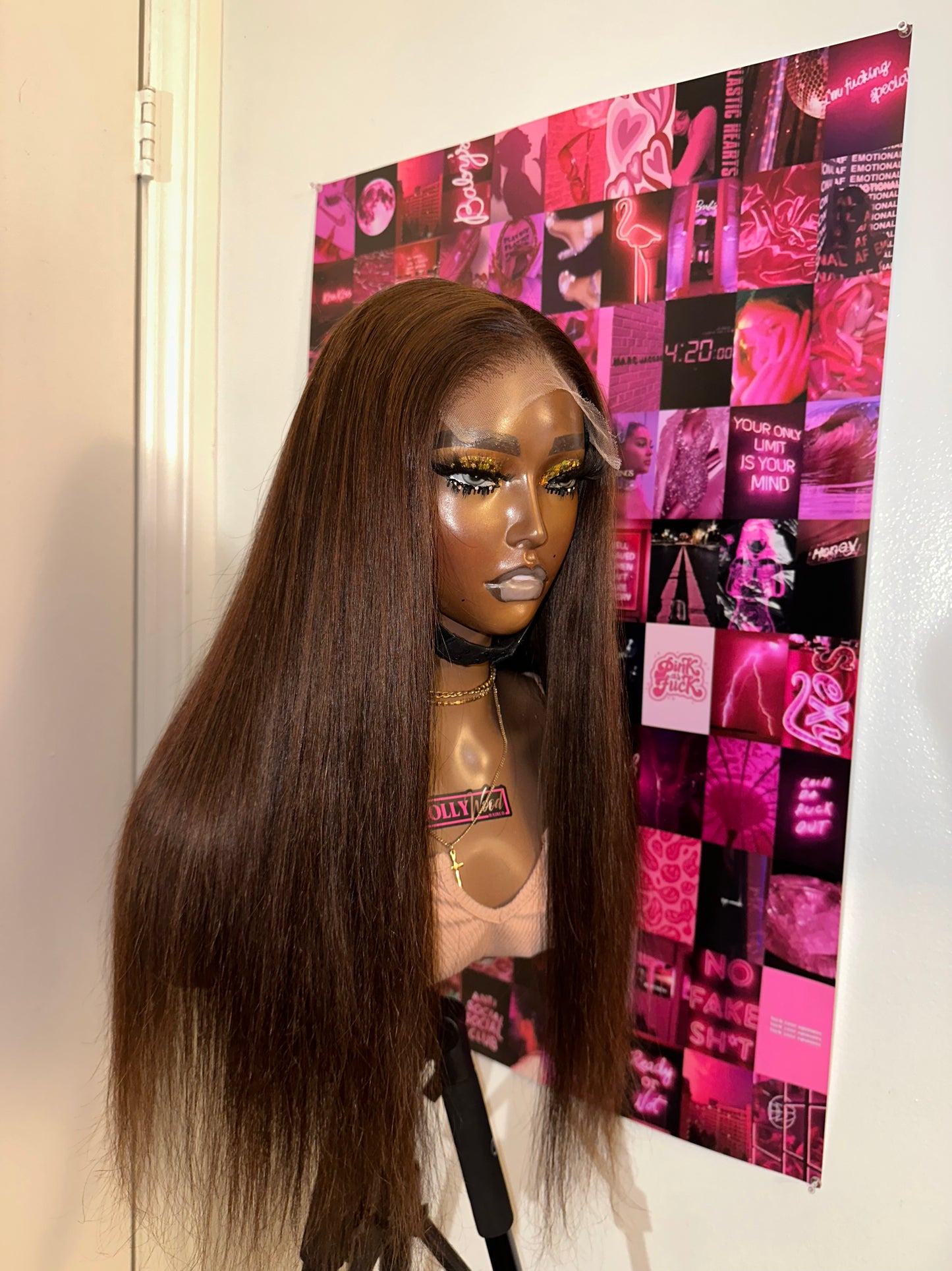 5x5 HD lace custom colored 22inch jet brown wig