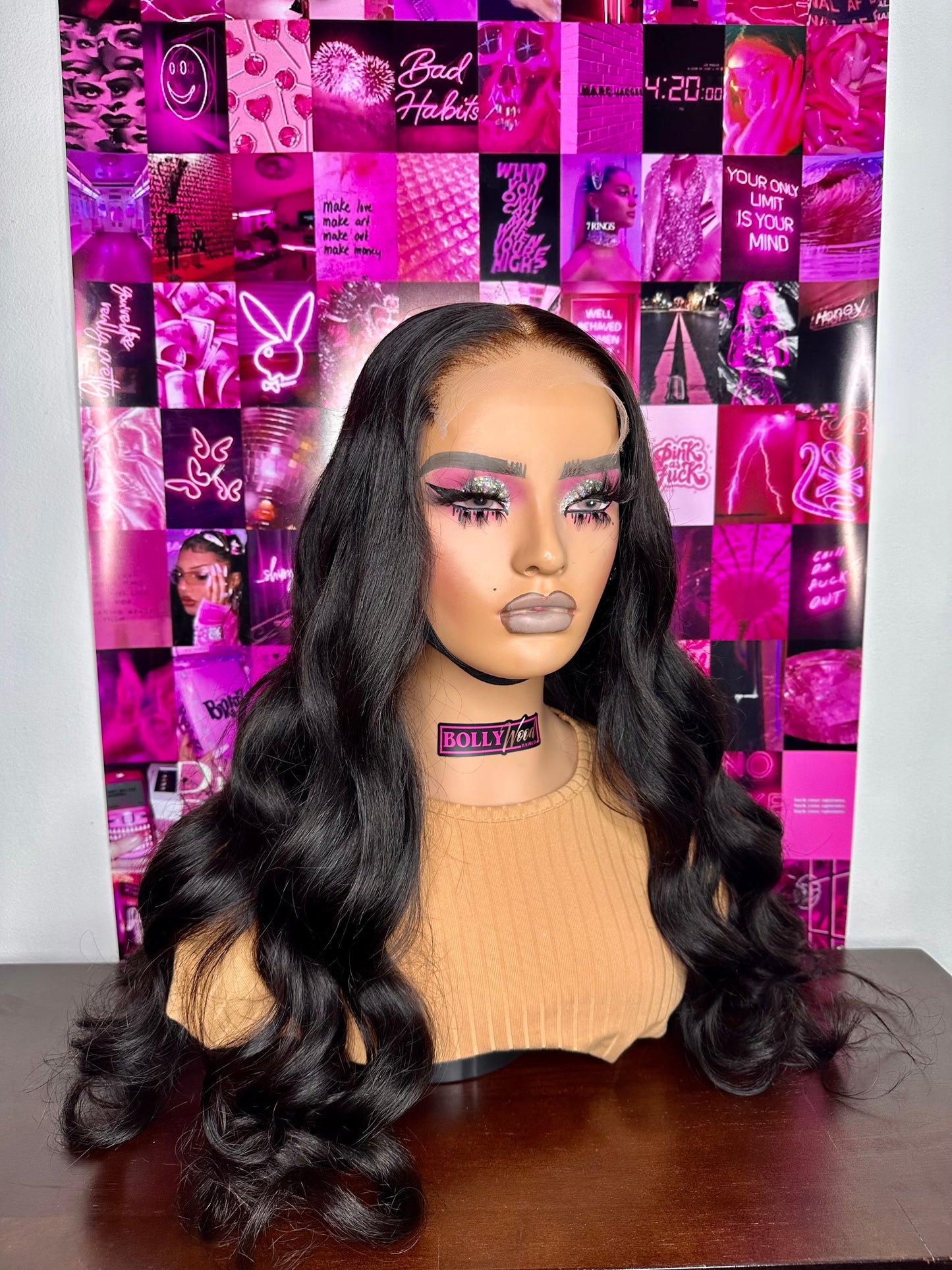 Middle part 5x5 HD lace wig, jet black with wand curls