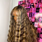 4x4 HD lace highlighted wig in 24 inches with soft crimps